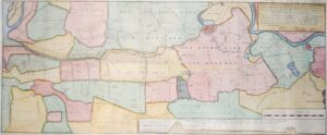 Oude kaart van het Land van Heusden met Heusden, Drunen, Waalwijk en de Baardwijkse Overlaat, 1754