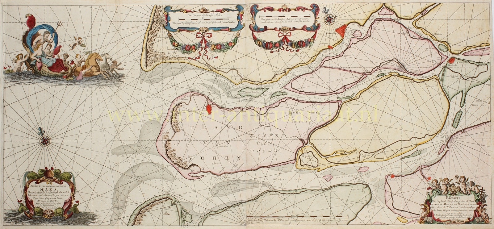 Zeekaart van de Maasmonding en Rotterdam door Johannes van Keulen, 1681