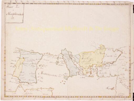 Manuscript map Mediterranean - 19th century