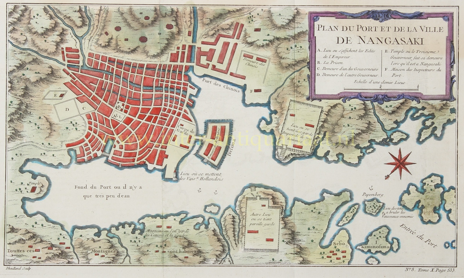 Nagasaki, Dejima - Guillaume Dheulland + Jacques-Nicolas Bellin, 1764