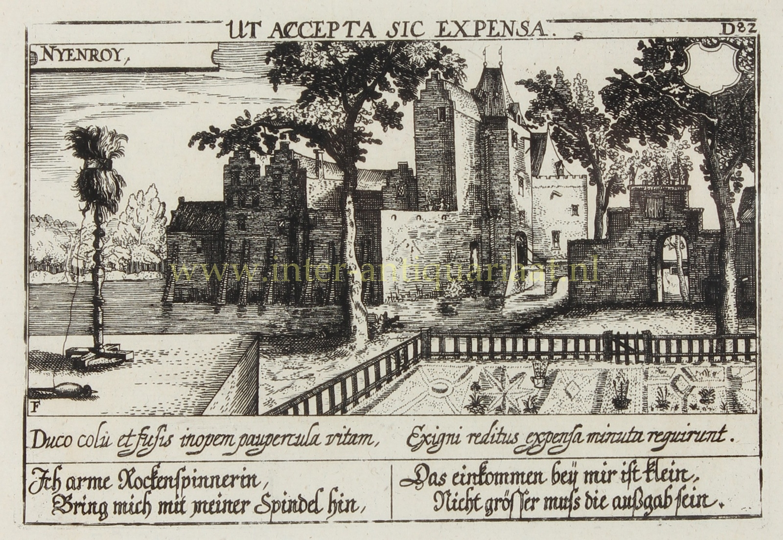 Antieke prent van Kasteel Nijenrode uit 1638, het huidige Nyenrode Business Universiteit.