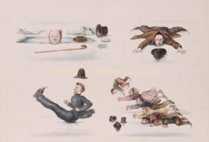 Spotprent schaatsen - Alexander Ver Huell, 1848