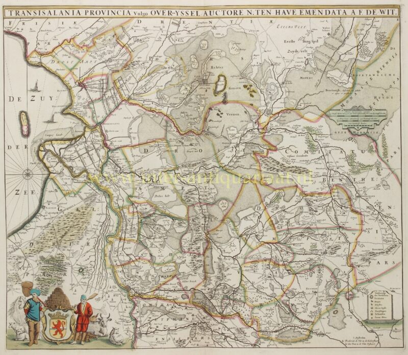 antike kaart van Overijssel uitgegeven 1680-1690 door Frederik de Wit