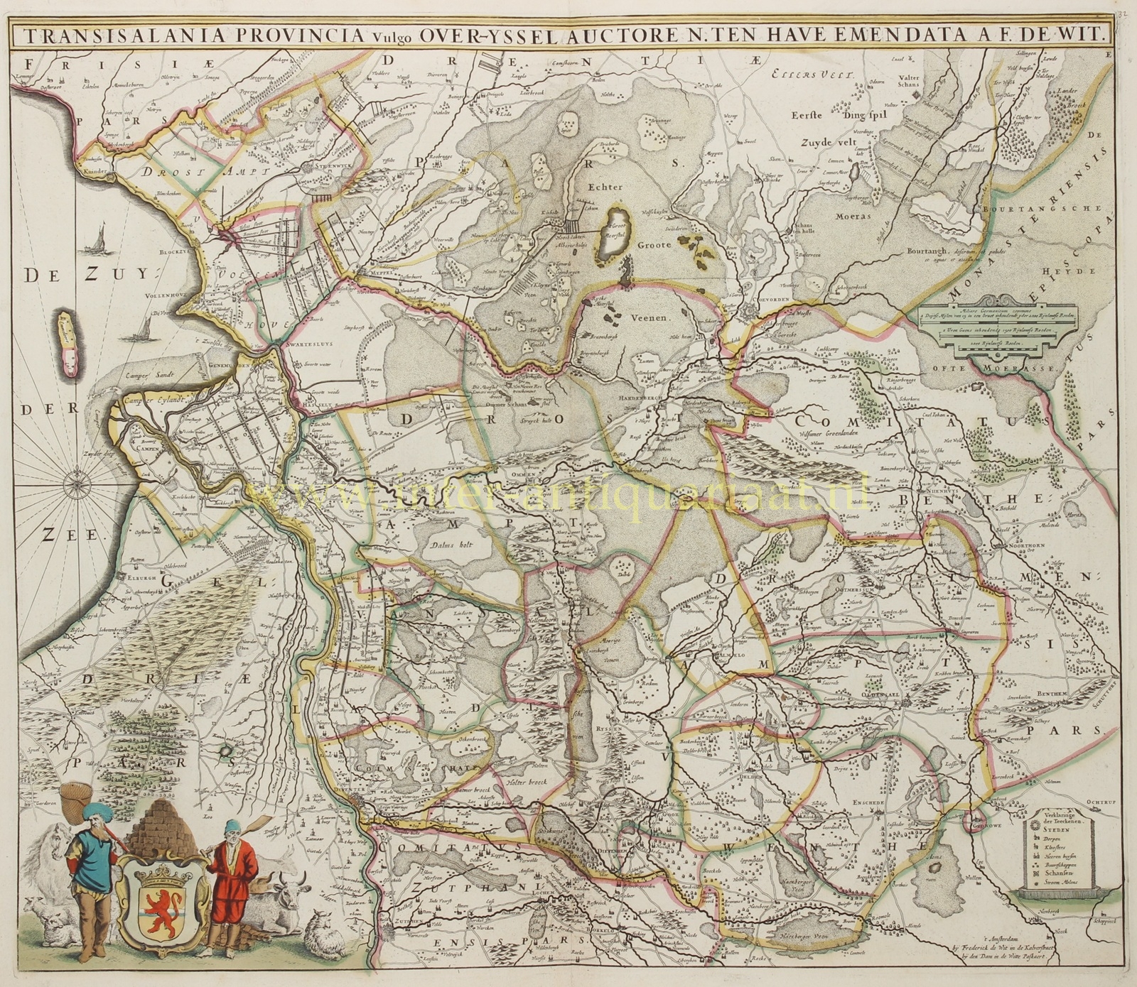 antike kaart van Overijssel uitgegeven 1680-1690 door Frederik de Wit
