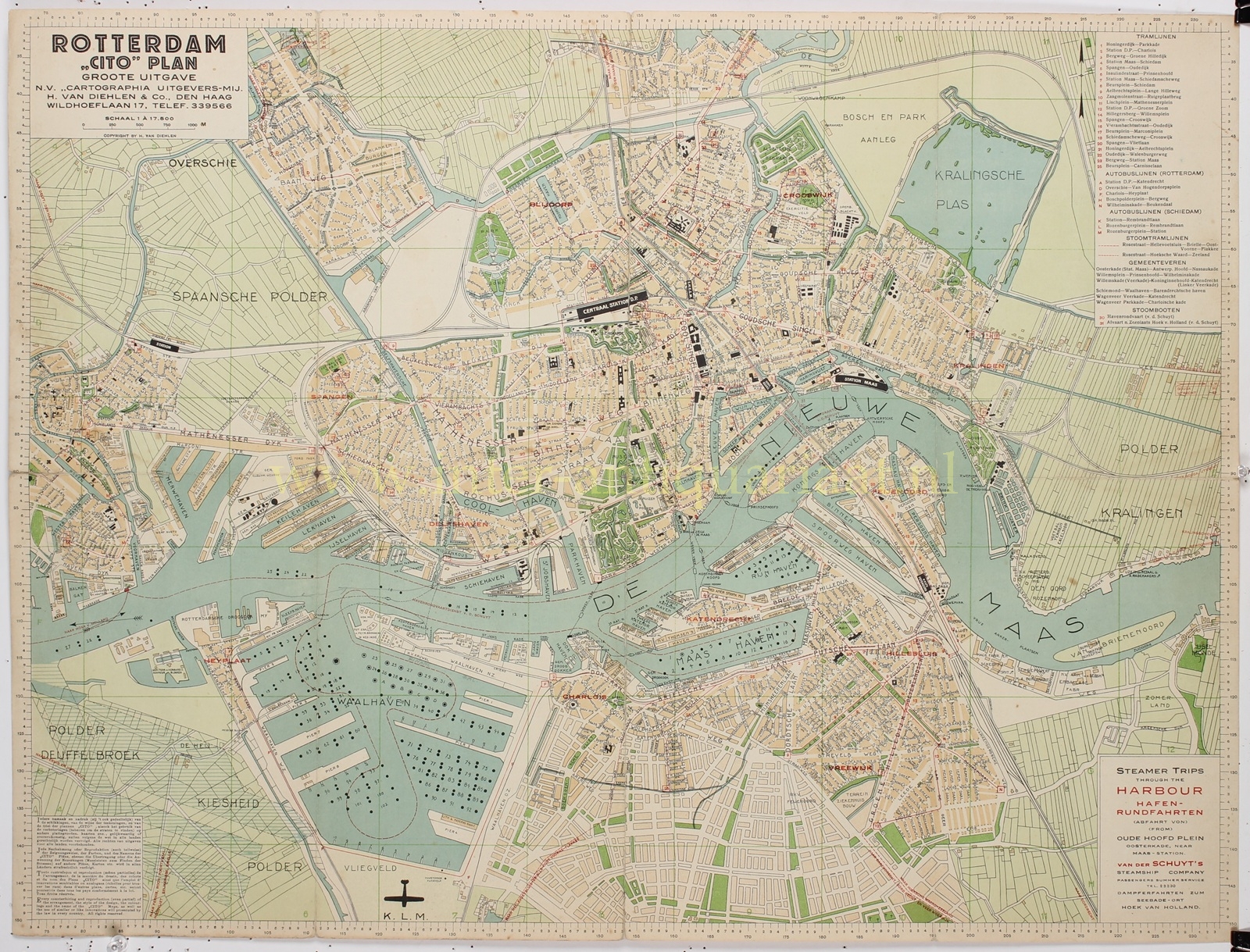 Plattegrond van Rotterdam uit 1935