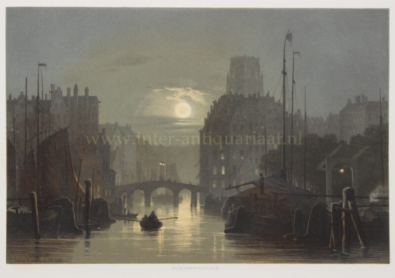 Rotterdam bij nacht - Carl Johan Billmark, ca. 1859