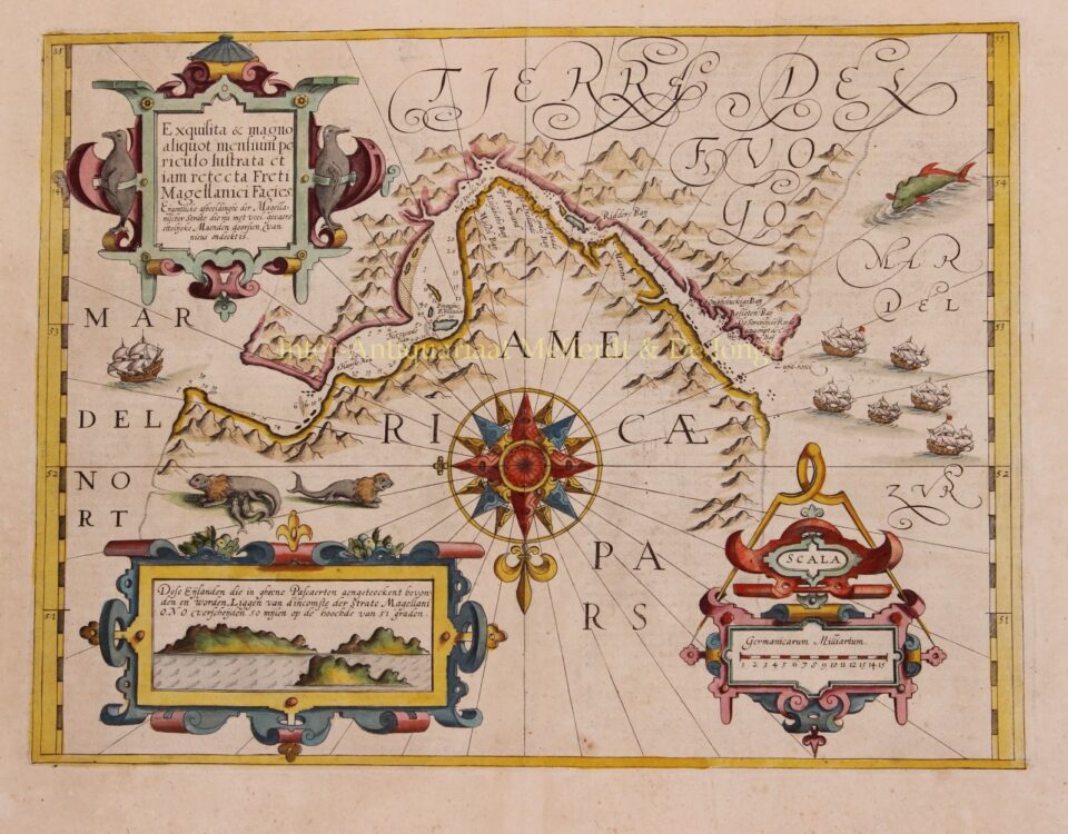 17th century map Strait of Magellan