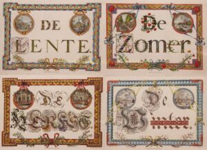 kalligrafie vier seizoenen Amsterdam 18e-eeuw