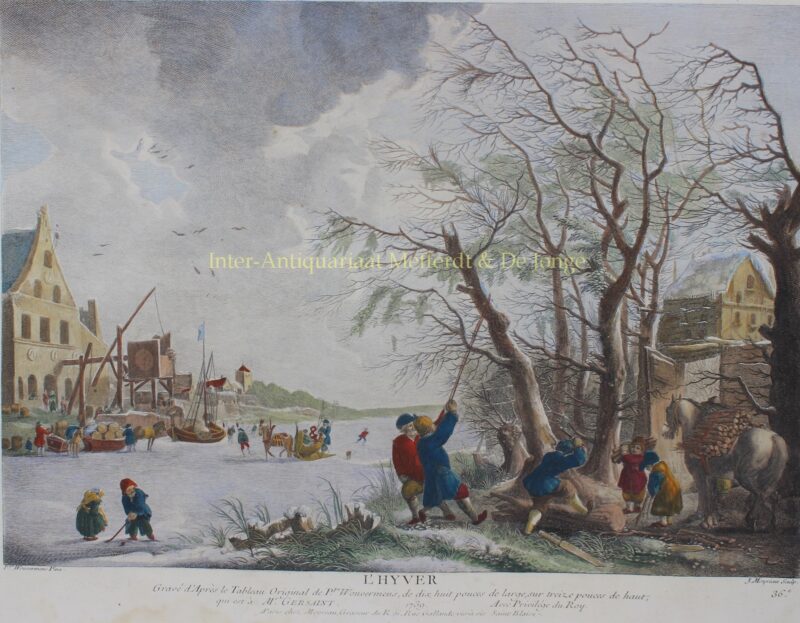 Winterlandschap – Jean Moyreau naar Philips Wouwerman, 1739