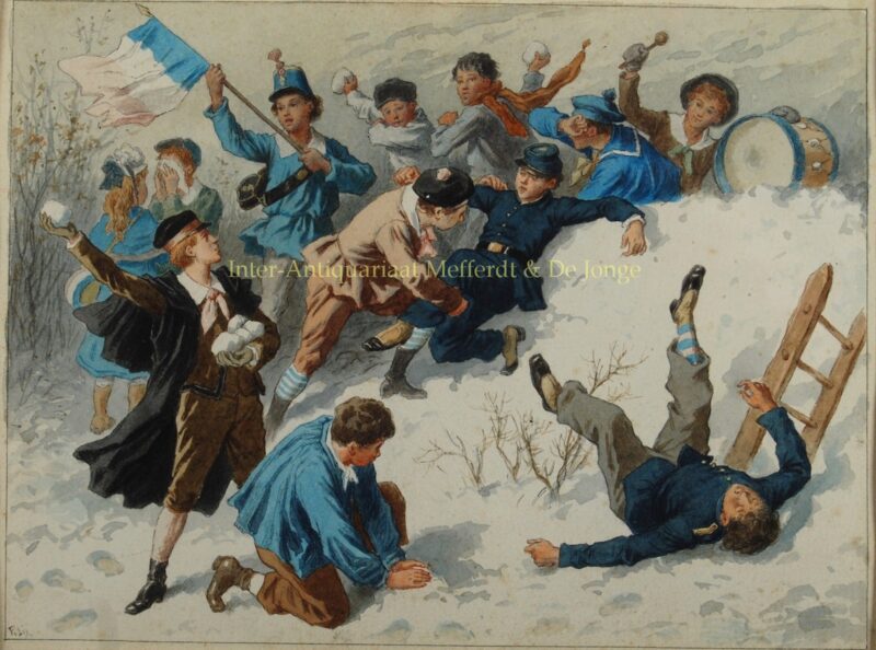 Sneeuwballengevecht – Frédéric Théodore Lix, 19e-eeuw