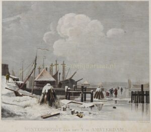 Wintergezicht IJ Amsterdam - Abraham Lion Zeelander, naar Albertus Brondgeest, 1823-1830