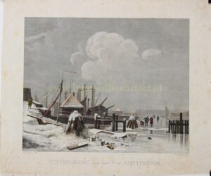 Alternative view of Wintergezicht IJ Amsterdam - Abraham Lion Zeelander, naar Albertus Brondgeest, 1823-1830
