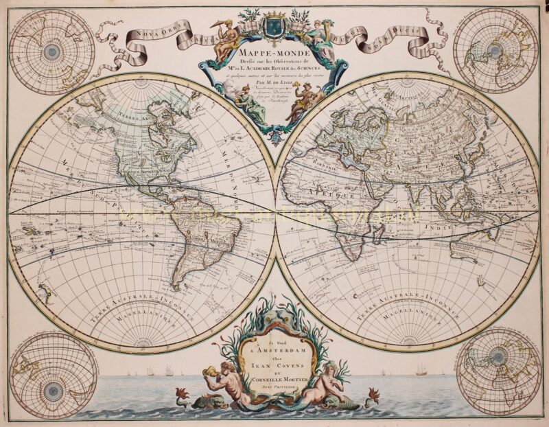 Wereldkaart – Covens & Mortier naar Guillaume De L’Isle, 1745
