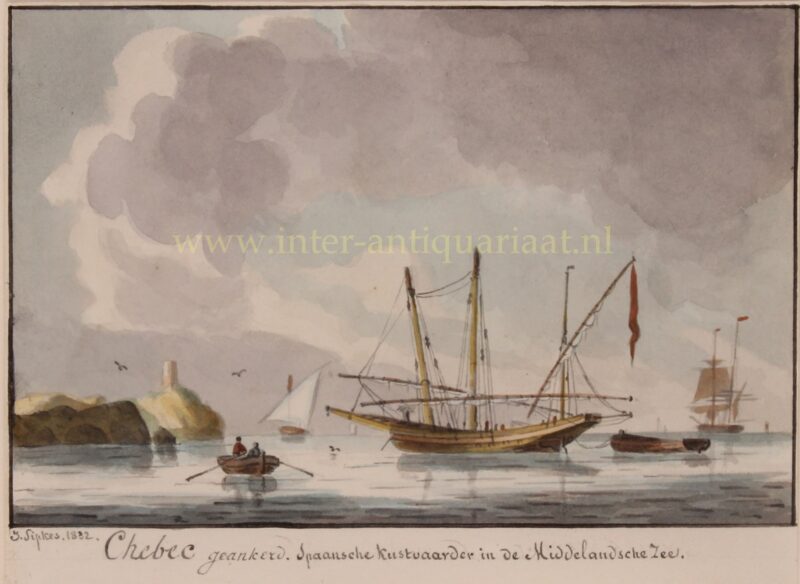 Spaanse xebec (schip) – Joseph Sipkes, 1832