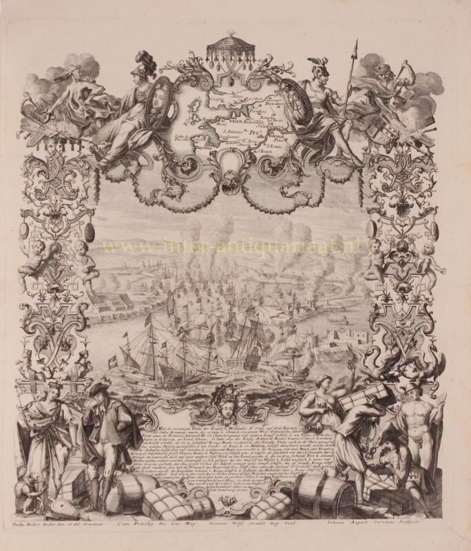 Zeeslag bij Vigo – Johann August Corvinus + Paul Decker, ca. 1720