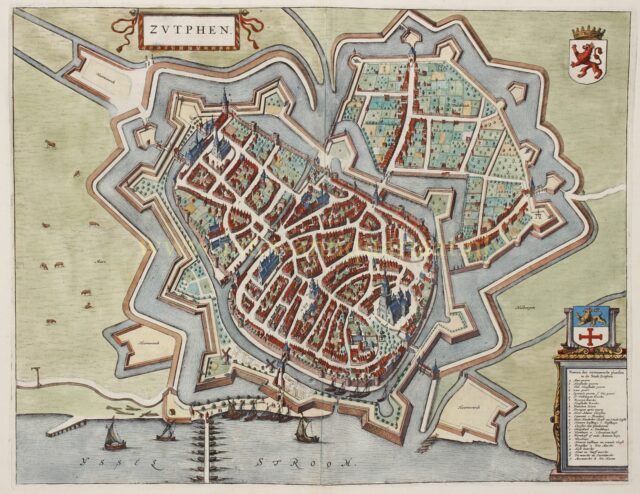 17e-eeuwse kaart van Zutphen uitgegeven door Joan Blaeu